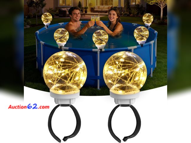 Lot 44-2580f - MeiLyte Solar Pool Lights for Frame Above Ground Pool-2PCS Appears New, A basic inspection has been given to this item. Sold AS-IS. Not Test...
