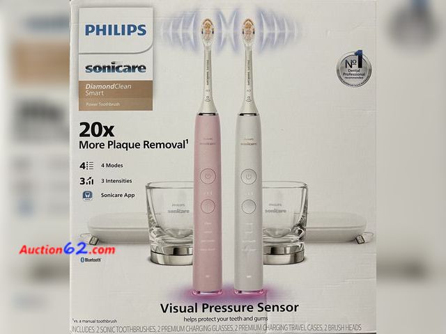 Lot 44-125j - Philips Sonicare DiamondClean Smart 9300 Premium G3 2-Pack Set E-Commerce Return, A basic inspection has been given to this item. Sold AS-IS...