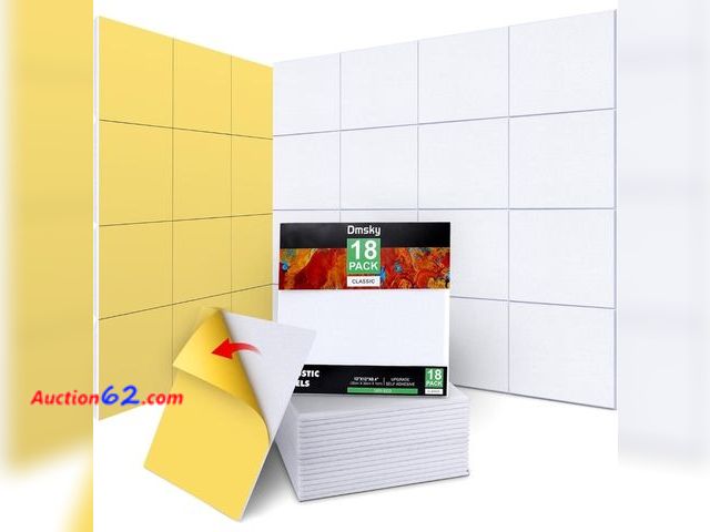 Lot 44-7450r - 18 pack acoustic panels 12"×12"×0.4" soundproof wall panels, white sound absorbing panel high density sound dampening panels acoustic treatm...