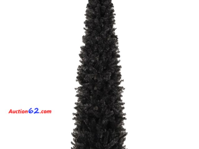 Lot 44-6962p - 4.5ft Black Artificial Pencil Holiday Christmas Tree Appears New, A basic inspection has been given to this item. Sold AS-IS.