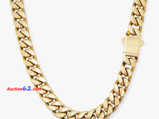 Lot 44-4055b - Kindoo Stainless Steel Cuban Link Chain 18K Gold Plated with Gift Box (26 inches, a. 5mm width-Gold) 1. Appears New, A basic inspection has ...