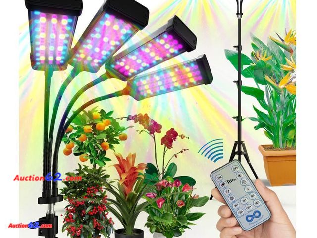Lot 44-9008p - Everlasting Comfort Grow Lights for Indoor Plants Full Spectrum - Plant Lights for Indoor Growing (4 Lamps), 3-18 Hour Timer, Adjustable 62"...