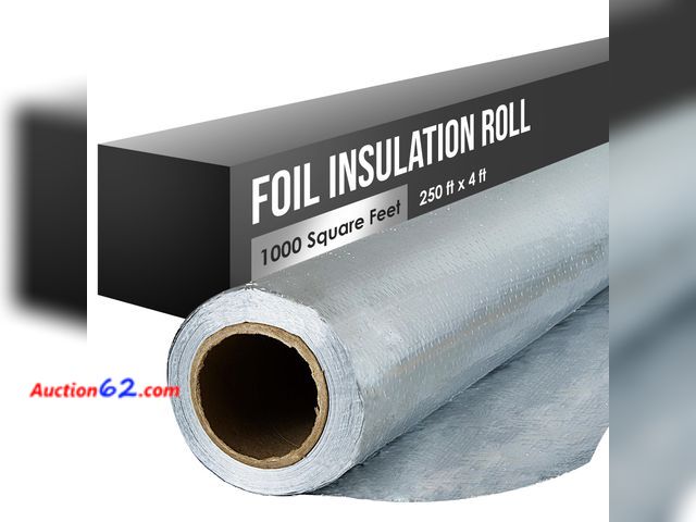 Lot 44-256a - $152.99 Retail price - Houseables Radiant Barrier, Radiant Barrier Insulation Roll, Attic Insulation, 1000 Sq Ft, 250'x4', House Wrap, Refle...