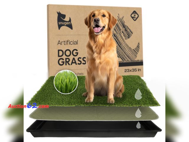Lot 44-862 - Dog Grass Pad with Tray 23”x35” – Soft-Touch Artificial Grass Pad for Dogs Potty with Pee Pads Washable &amp; Puppy Porch Potty Tray – Dog L...