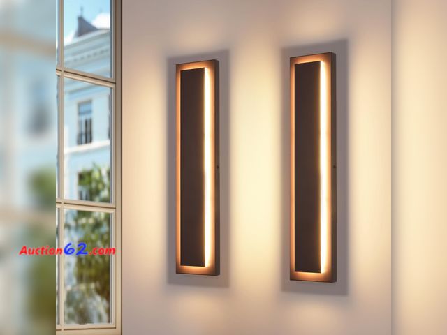 Lot 44-1791w - $109.99 Retail price - ZSMAIKU 𝟐𝟒 𝐈𝐍 Long Outdoor LED Wall Lights, Modern Exterior Garage Wall Light,Brown Outdoor Wall Sconce,Waterproo...