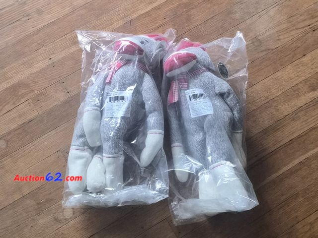 Lot 44-3000b - Lot of 2 - Rare - 18" Bearington Bears "SOCKS" Sock Monkey #176701 Retired 2014 - New with Tags - See Pictures Never opened, Factory Sealed