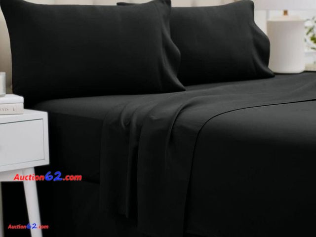 Lot 44-6586w - lalaLOOM Full Bed Sheet Set, Soft Microfiber Hotel Luxury Bedding, Extra Deep Pocket, 4 Piece Sheets and Pillowcase Set Appears New