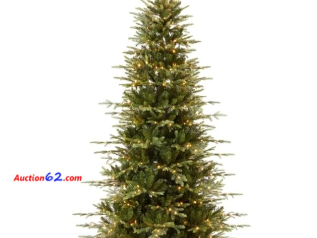 Lot 44-6992w - 7.5ft Pre-Lit Artificial Aspen Slim Noble Fir Christmas Tree w/ Metal Stand Appears New, A basic inspection has been given to this item. Sol...