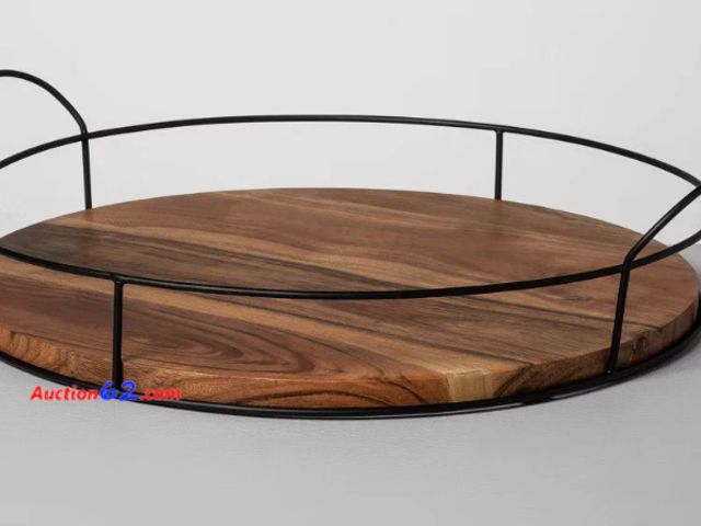 Lot 44-1600b - Wood and Metal Tray - Hearth &amp; Hand with Magnolia Appears New, A basic inspection has been given to this item. Sold AS-IS. See All Photo...