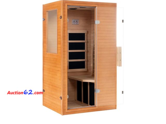 Lot 44-99g - Retail of $959- Real Relax Far Infrared Sauna Room 1 Person, Compact Hemlock Wooden Indoor Home Sauna Room with 950W 6pcs Low EMF Heating Pl...