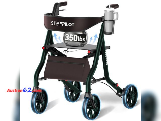 Lot 44-2553e - $129.99 Retail price - STEPPILOT Rollator Walkers for Seniors with Seat Appears New, A basic inspection has been given to this item. Sold AS...