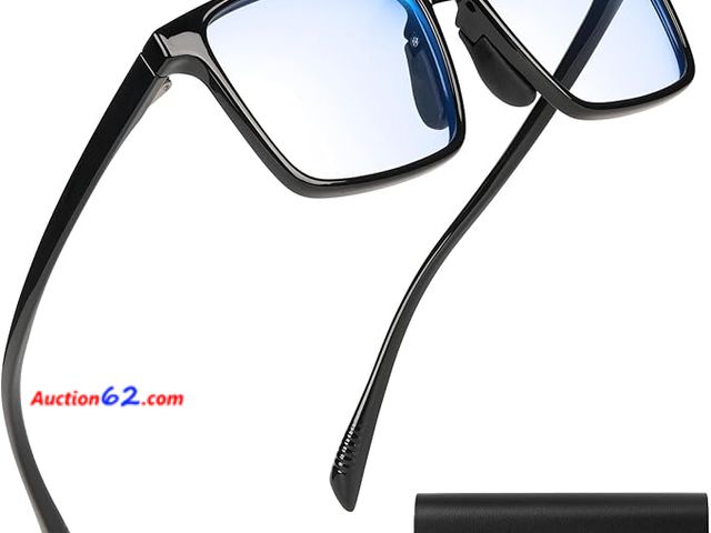Lot 44-9156j - AMBEYE TR90 Blue Light Glasses - Bluelight Blocker Anti Eyestrain UV Protection Rectangle Frame &amp; Clear Lens for Men Women (Black) Appea...