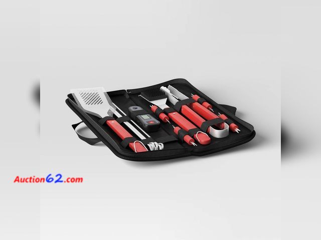 Lot 44-662p - 17pc BBQ Stainless Steel Grill Spatula Set Black - Room Essentials™ Not Tested Appears New with box damage