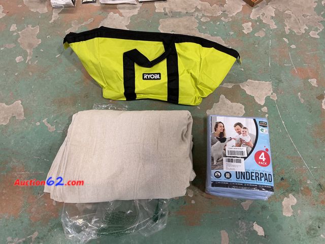 Lot 44-964 - Ryobi Tool Bag, Utopia Bedding Underpads 4-Pack Not Tested E-Commerce Return, A basic inspection has been given to this item. Sold AS-IS.