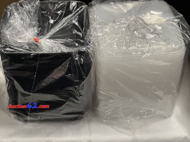 Lot 44-6148o - Bundle of 50 48oz food containers with lids Approximately 8.5x8.5 inches. From cube packaging. NEW. See All Photo's Not Tested Unmarked, No ...