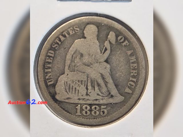 Lot 44-8317x - 1885 SEATED LIBERTY 90% SILVER DIME. MINTED IN PHILADELPHIA.-NT