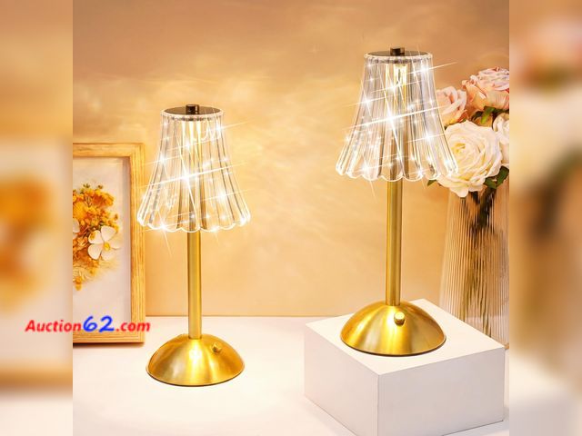 Lot 44-206m - $204.99 Retail price - Liliful 12 Pcs Cordless Table Lamp LED Touch, Gold, Rose Style See All Photo's Appears New, A basic inspection has be...