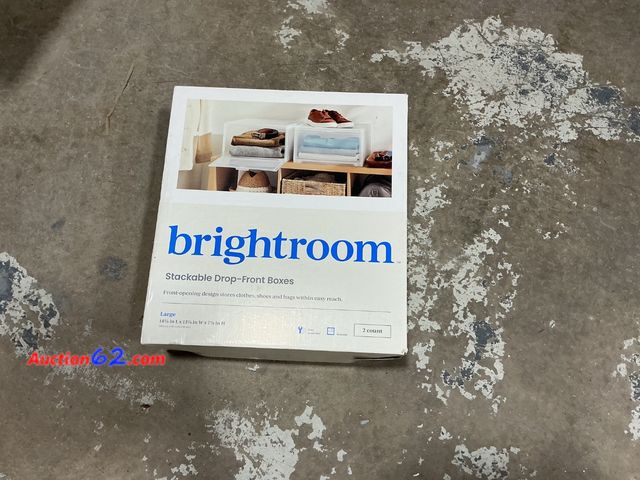 Lot 44-1525w - Stackable Large Bin Front Opening Clear - Brightroom™: Transparent Utility Storage, 19 Volume, Stackable Minor damage see photos E-Commerce ...