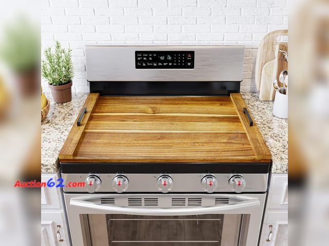 Lot 44-1709w - SpaceAid Noodle Board Stove Kitchen Cover with Handles, Top Covers for Gas Burners and Electric Stove, Oven Decor Accessories Wood Tray for ...