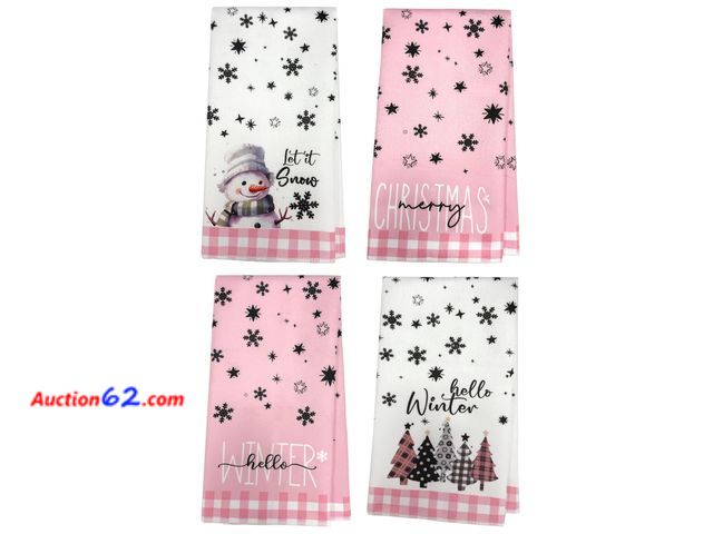 Lot 44-841e - Cxtoweley Snowman Xmas Trees Christmas Kitchen Towels Dish Towels, 18x26 Inch Daily Seasonal Winter Decoration Hand Towels Set of 4 Not Test...