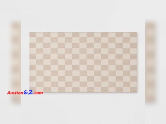 Lot 44-112w - 3'11"x5'5" Checkered Rectangular Indoor Outdoor Area Rug Appears New, A basic inspection has been given to this item. Sold AS-IS.