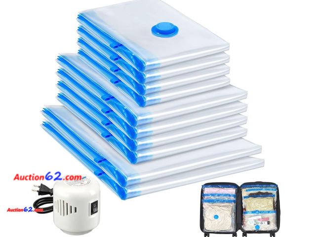 Lot 44-9061b - (10 Pack) Travel Vacuum Storage Bags With Electric Pump, Vacuum Seal Bags for Clothing, Travel Essentials Appears New, A basic inspection ha...