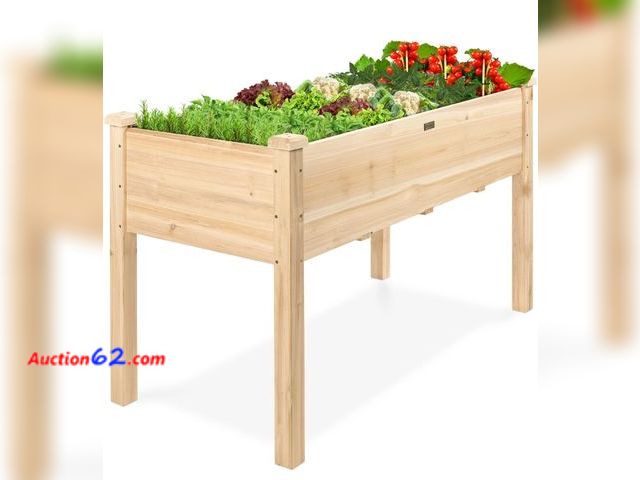 Lot 44-7161j - Raised garden bed, elevated wooden planter box w/foot caps, 48×24×30 inch Appears New, A basic inspection has been given to this item. Sold ...