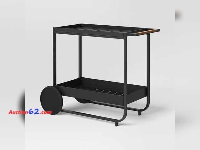 Lot 44-913f - $175 Retail price - Henning Patio Bar Outdoor Serving Cart Black - Threshold™ Not Tested Appears New, A basic inspection has been given to t...