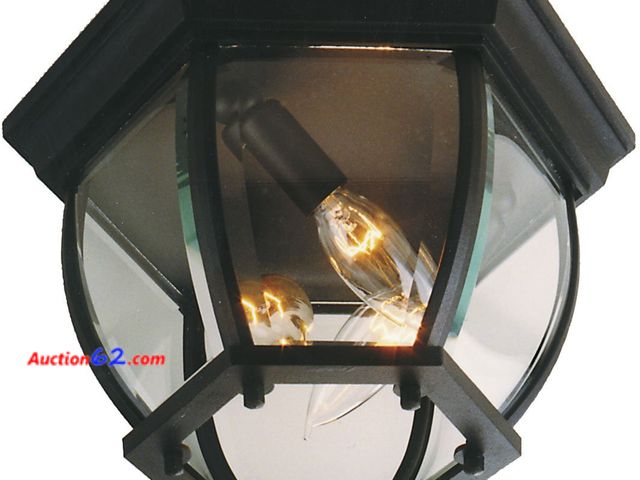 Lot 44-1615p - Craftmade Z433-TB Bent Glass Outdoor Flush Mount Ceiling Lighting, 3-Light 180 Watts (11"W x 7" H), Textured Matte Black Appears New, A basi...