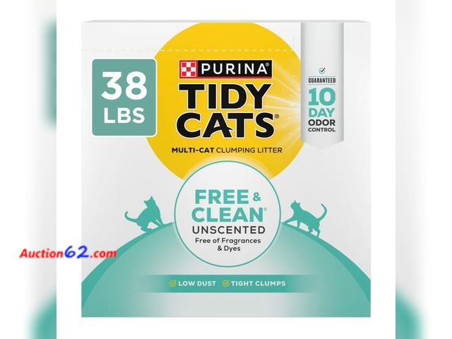 Lot 44-250b - Purina Tidy Cats Free and Clean Unscented Cat Litter - 38 lb. Box - 1. Appears New, A basic inspection has been given to this item. Sold AS-...