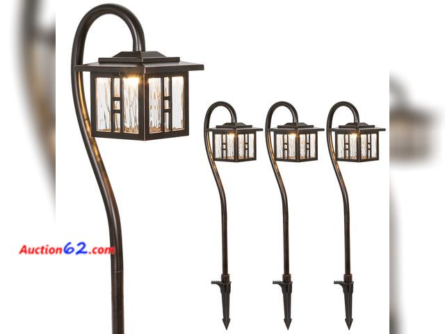 Lot 44-1852 - $132.99 Retail price - hykolity Low Voltage Pathway Lights 4 Pack, 3W 185LM 12V-15V LED Landscape Lighting, Oil-Rubbed Bronze Outdoor Path L...