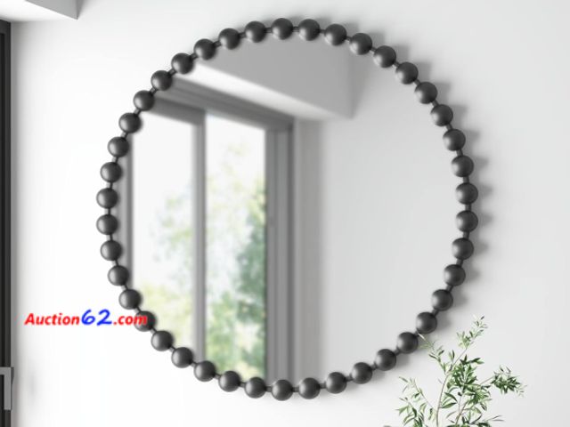 Lot 44-1630j - Madison Park Round Mirror, Metal Frame Circle Mirror 36 inch, Wall Art Decor Mounted Hanging for Entryway, Bathroom, hallway, Living Room Ap...