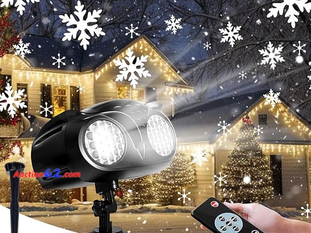 Lot 44-9038g - Christmas Double-Headed Snowflake LED Projector Light Appears New, A basic inspection has been given to this item. Sold AS-IS.