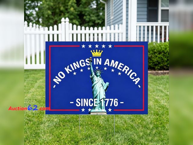 Lot 44-1521e - No Kings in America 18x12 Inch Double Sided Corrugated Plastic Yard Sign See All Photo's Not Tested Appears New, A basic inspection has been...