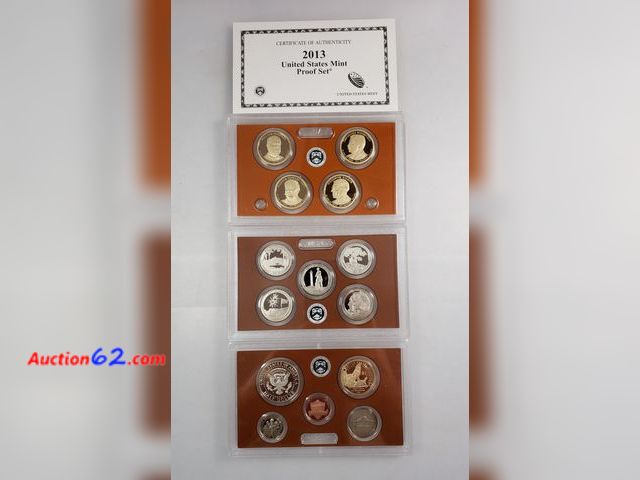 Lot 44-8560w - 2013 PROOF SET W/14 COINS. ONE OF THE LARGEST SETS THE MINT EVER MADE!!! W/PRESIDENTIAL DOLLARS-WILLIAM MCKINLEY, THEODORE ROOSEVELT, WILLIA...