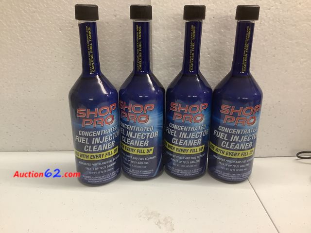 Lot 44-6235e - Four 12Fl Oz of Concentrated Fuel Injector Cleaner, Shop Pro. Appears New, A basic inspection has been given to this item. Sold AS-IS. See A...