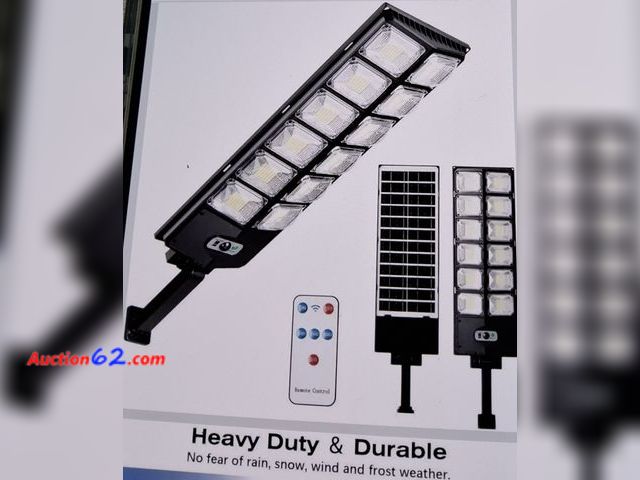 Lot 44-7482a - 1000 LED solar Street lamp - motion - activated, remote control, IPX4 waterproof for yard &amp; pathway  Appears New, A basic inspection has...