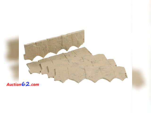 Lot 44-1946a - Suncast Flagstone No Dig Border Edging for Garden, Lawn, or Landscaping, Light Tan Marble (Set of 5), Made in The USA See All Photo's Not Te...