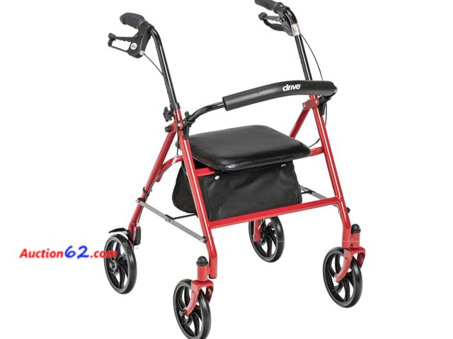 Lot 44-1153p - Retail value $80- Drive Medical 10257RD-1 4 Wheel Rollator Walker With Seat, Steel Rolling Walker, Height Adjustable, 7.5" Wheels, Removable...