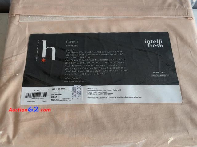 Lot 44-282M - Home Expressions Queen Percale Sheet Set Shifting Sand 100 Percent Cotton See All Photo's