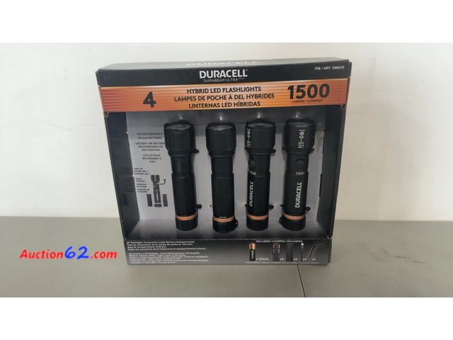 Lot 44-1979o - Duracell Durabeam Ultra Hybrid LED Flashlights 4-Pack 1500 Lumens Not Tested See All Photo's E-Commerce Return, A basic inspection has been ...