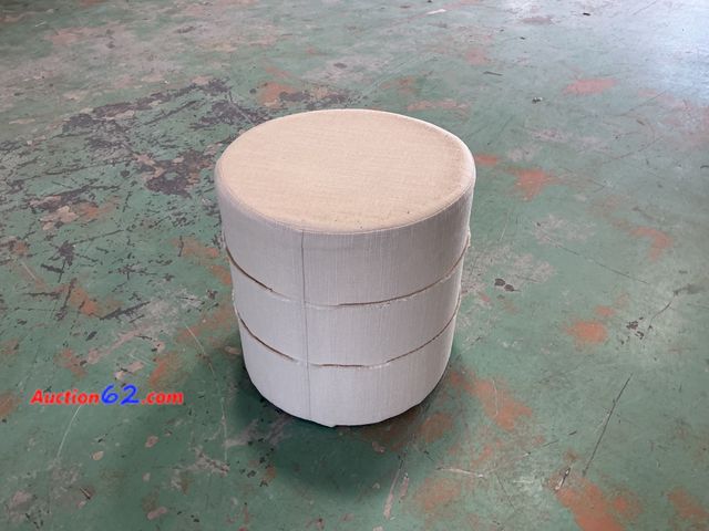 Lot 44-1375m - Round Upholstered Ottoman Footstool E-Commerce Return, A basic inspection has been given to this item. Sold AS-IS. See All Photo's Not Teste...
