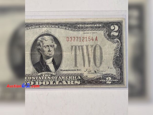 Lot 44-8342p - 1928 E SERIES $2 RED SEAL LEGAL TENDER NOTE. CIRCULATED. FROM THE GOOD OLD DAYS WHEN MONEY SAID "LEGAL TENDER FOR ALL DEBTS, PUBLIC AND PRIV...