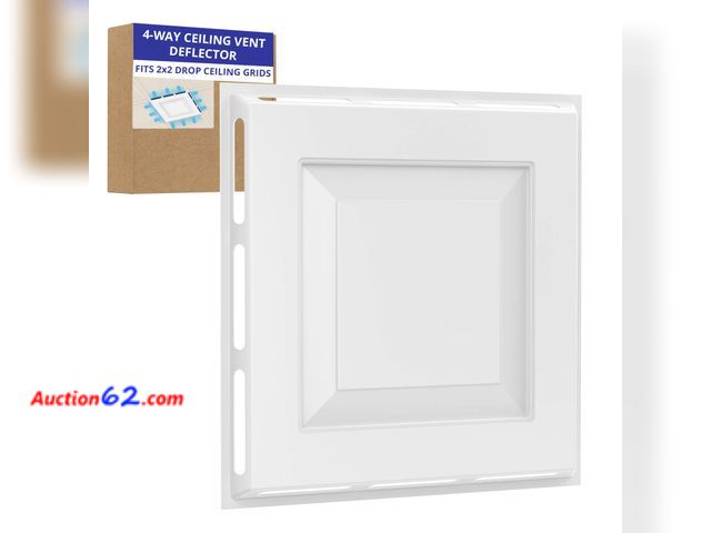 Lot 44-2639w - HOMEEZ Original 4-Way Ceiling Vent Deflector 24"x24" - Heavy-Duty ABS Air Diverter for 2'x2' Drop Ceiling, No Tools Required, Even Air Distr...