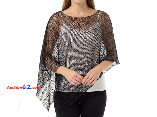 Lot 44-1592e - Chicingyou Women Sheer Poncho Shrug Summer Shrug Sweater Poncho Polka Dot Top Lightweight Bolero for Evening Dress(Black) See All Photo's No...