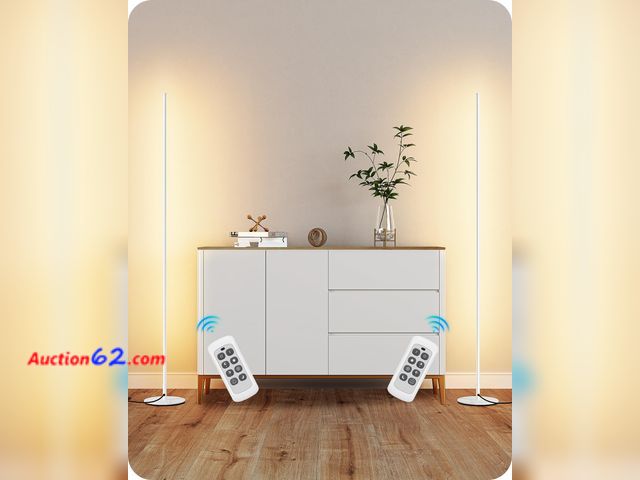 Lot 44-114o - $99.99 Retail price - EDISHINE Minimalist LED Corner Floor Lamp with Remote, Set of 2 Modern Dimmable Mood Light, 57.5" Tall Floor Lamp for ...