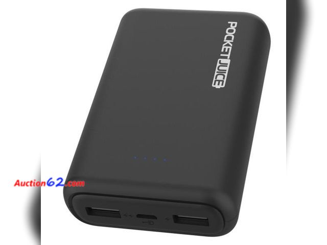Lot 44-213g - 10,000 MAh Slim Pro Pocket Juice Portable Power Bank - Powers on, not tested further