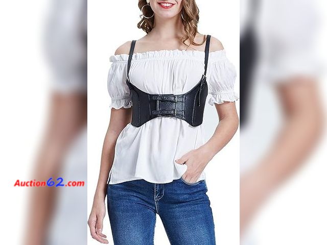Lot 44-3086g - New Kancy Kole - Size Medium - Women's Fashion Faux Leather Waist Belt Steampunk Underbust Corset - New - See Pictures