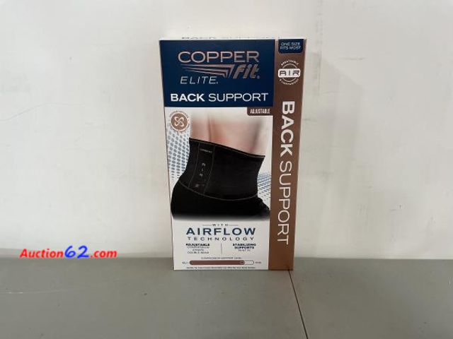 Lot 44-1575b - Copper Fit Elite Air Back Support Brace with Airflow Technology, Adjustable Compression Straps, Double Band, One Size Fits Most - 1. Appears...