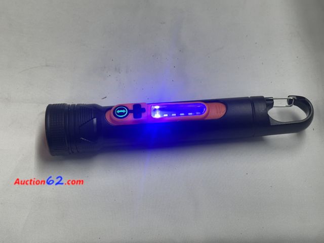 Lot 44-6087a - Camping flashlight 4 function 800 lumens side light zoom flashlight #60225. Comes with c charger Appears New, A basic inspection has been gi...